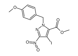 4-iodo-2-(4-methoxybenzyl)-5-nitro-2H-pyrazole-3-carboxylic acid methyl ester Structure