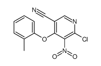 6-chloro-4-(2-methylphenoxy)-5-nitropyridine-3-carbonitrile Structure