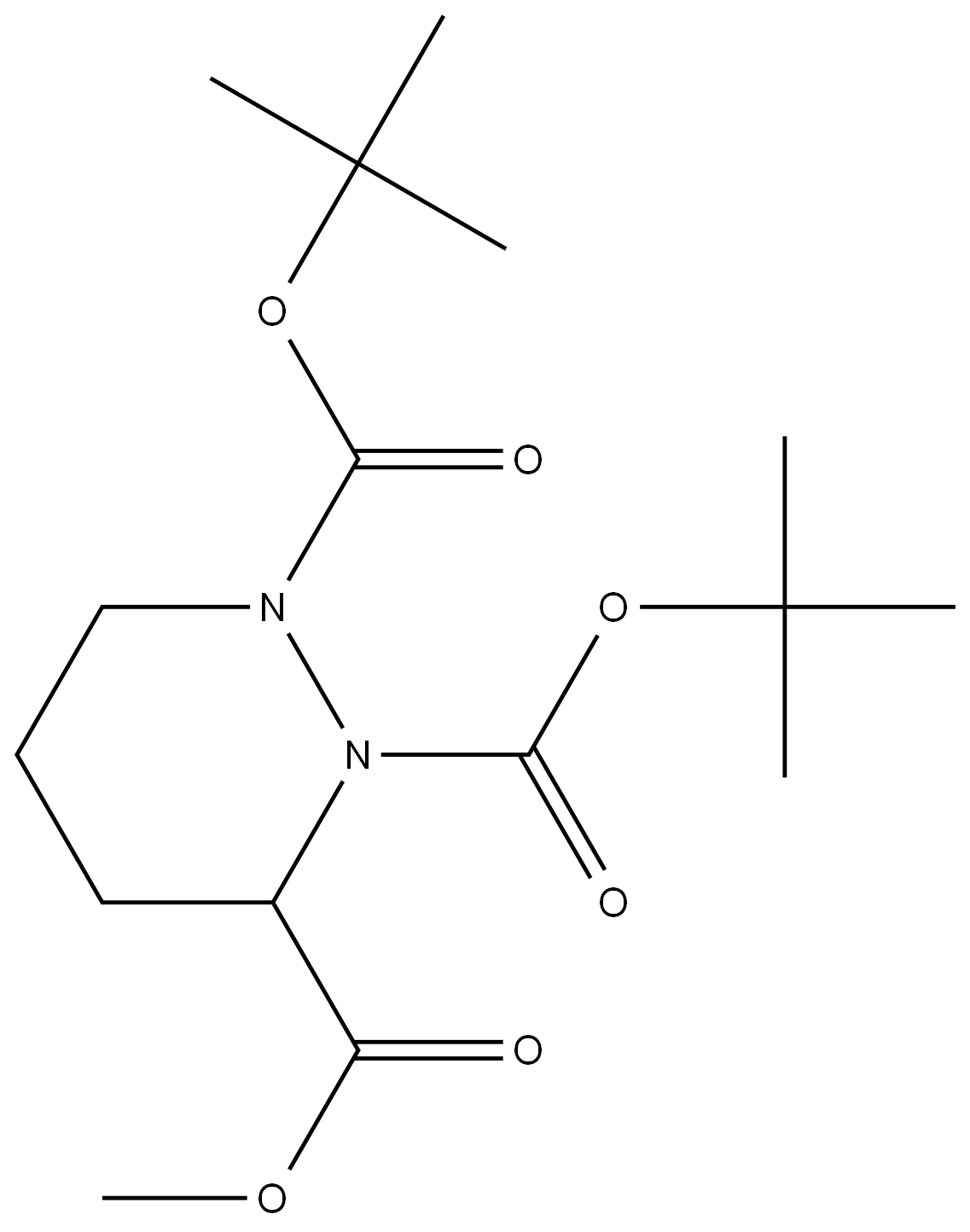 四氢哒嗪-1,2,3-三羧酸1,2-二叔丁酯3-甲酯结构式