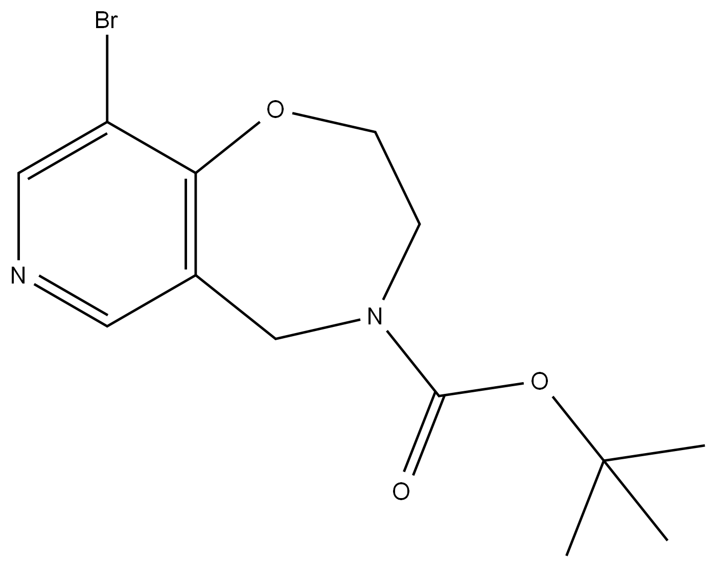 tert-butyl 9-bromo-2,3-dihydropyrido[3,4-f][1,4]oxazepine-4(5H)-carboxylate(WX142536)结构式