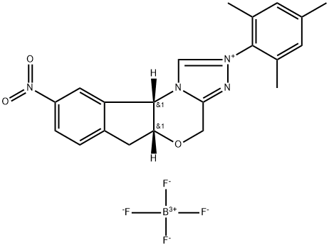 (5aR,10bS)-2-均三甲苯基-9-硝基-5a,10b-二氢-4H,6H-茚并[2,1-b][1,2,4]三唑并[4,3-d][1,4]恶嗪-2-鎓四氟硼酸盐结构式