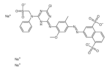 trisodium 3-[[4-[[4-chloro-6-[phenyl(sulphonatomethyl)amino]-1,3,5-triazin-2-yl]amino]-5-methoxy-o-tolyl]azo]naphthalene-1,5-disulphonate结构式