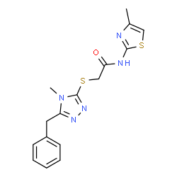 2-[(5-Benzyl-4-methyl-4H-1,2,4-triazol-3-yl)sulfanyl]-N-(4-methyl-1,3-thiazol-2-yl)acetamide结构式