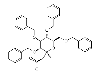 (1S,2'R)-2,3,4,6-tetra-O-benzylspiro[1,5-anhydro-D-mannitol-1,1'-cyclopropane]-2'-carboxylic acid结构式