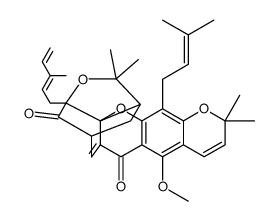 8-methoxy-2,2,11,11-tetramethyl-13-(3-methylbut-2-en-1-yl)-3a-(3-methylpenta-2,4-dien-1-yl)-1,2-dihydro-11H-1,5-methanofuro[3,2-g]pyrano[3,2-b]xanthene-4,7(3aH,5H)-dione Structure