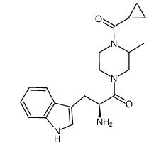 2-amino-1-(4-cyclopropanecarbonyl-3-methyl-piperzin-1-yl)-3-(1H-indol-3-yl)-propan-1-one结构式