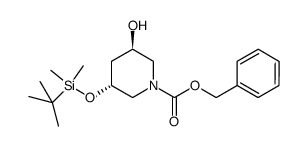 (3R,5R)-3-(tert-butyl-dimethyl-silanyloxy)-5-hydroxy-piperidine-1-carboxylic acid benzyl ester结构式