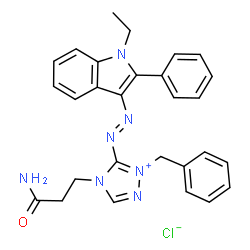 4-(3-amino-3-oxopropyl)-5-[(1-ethyl-2-phenyl-1H-indol-3-yl)azo]-1-(phenylmethyl)-1H-1,2,4-triazolium chloride结构式