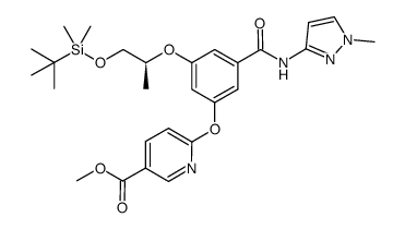 methyl 6-[(3-[((1S)-2-{[(1,1-dimethylethyl)(dimethyl)silyl]oxy}-1-methylethyl)oxy]-5-{[(1-methyl-1H-pyrazol-3-yl)amino]carbonyl}phenyl)oxy]pyridine-3-carboxylate Structure