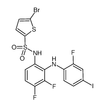 5-bromo-N-(3,4-difluoro-2-(2-fluoro-4-iodophenylamino)phenyl)thiophene-2-sulfonamide Structure