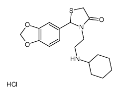 4-Thiazolidinone, 3-(2-(cyclohexylamino)ethyl)-2-(3,4-methylenedioxyph enyl)-, monohydrochloride structure