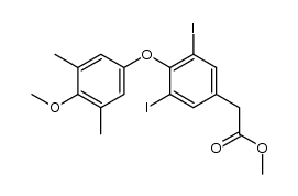 3,5-Diiod-4-(4-methoxy-3,5-dimethyl-phenoxy)-phenylessigsaeure-methylester Structure