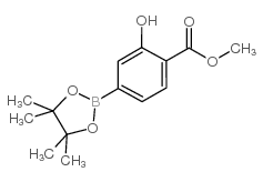 2-羟基-4-(4,4,5,5-四甲基-1,3,2-二氧杂硼杂环戊烷-2-基)苯甲酸甲酯结构式