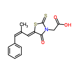 (Z,Z)-5-(2-Methyl-3-phenyl-propenylidene)-4-oxo-2-thioxo-3-thiazolidineacetic Acid Structure