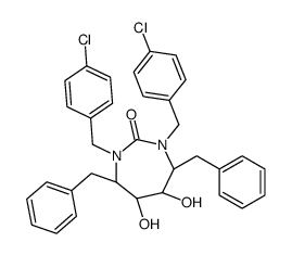 (4R,5S,6S,7R)-4,7-dibenzyl-1,3-bis[(4-chlorophenyl)methyl]-5,6-dihydroxy-1,3-diazepan-2-one Structure