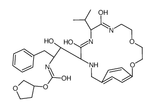 oxolan-3-yl N-[(1R,2S)-1-[(4R,7S)-5,8-dioxo-7-propan-2-yl-12,15-dioxa-3,6,9-triazabicyclo[14.2.2]icosa-1(18),16,19-trien-4-yl]-1-hydroxy-3-phenylpropan-2-yl]carbamate Structure