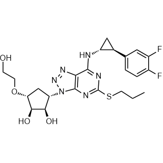 (1R,2R,3S,5R)-3-(7-(((1R,2S)-2-(3,4-difluorophenyl)cyclopropyl)amino)-5-(propylthio)-3H-[1,2,3]triazolo[4,5-d]pyrimidin-3-yl)-5-(2-hydroxyethoxy)cyclopentane-1,2-diol Structure