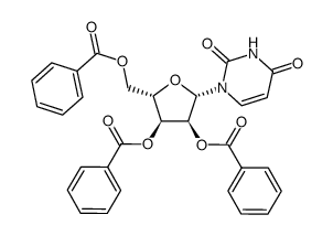 1-(2'', 3'', 5''-TRI-O-BENZOYL-β-L-RIBOFURANOSYL)URACIL结构式