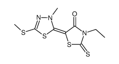 3-ethyl-5-[3-methyl-5-(methylthio)-1,3,4-thiadiazol-2(3H)-ylidene]rhodanine structure