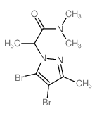 2-(4,5-dibromo-3-methyl-pyrazol-1-yl)-N,N-dimethyl-propanamide结构式