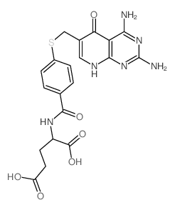 2-[[4-[(3,5-diamino-7-oxo-2,4,10-triazabicyclo[4.4.0]deca-1,3,5,8-tetraen-8-yl)methylsulfanyl]benzoyl]amino]pentanedioic acid structure