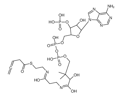 S-[2-[3-[[(2R)-4-[[[(2R,3S,4R,5R)-5-(6-aminopurin-9-yl)-4-hydroxy-3-phosphonooxyoxolan-2-yl]methoxy-hydroxyphosphoryl]oxy-hydroxyphosphoryl]oxy-2-hydroxy-3,3-dimethylbutanoyl]amino]propanoylamino]ethyl] penta-3,4-dienethioate结构式