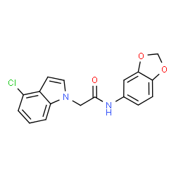 N-(1,3-Benzodioxol-5-yl)-2-(4-chloro-1H-indol-1-yl)acetamide结构式