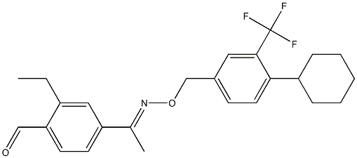 Benzaldehyde, 4-[(1E)-1-[[[4-cyclohexyl-3-(trifluoromethyl)phenyl]methoxy]imino]ethyl]-2-ethyl- Structure