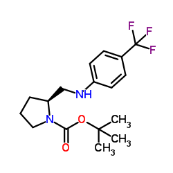 2-Methyl-2-propanyl (2S)-2-({[4-(trifluoromethyl)phenyl]amino}methyl)-1-pyrrolidinecarboxylate Structure