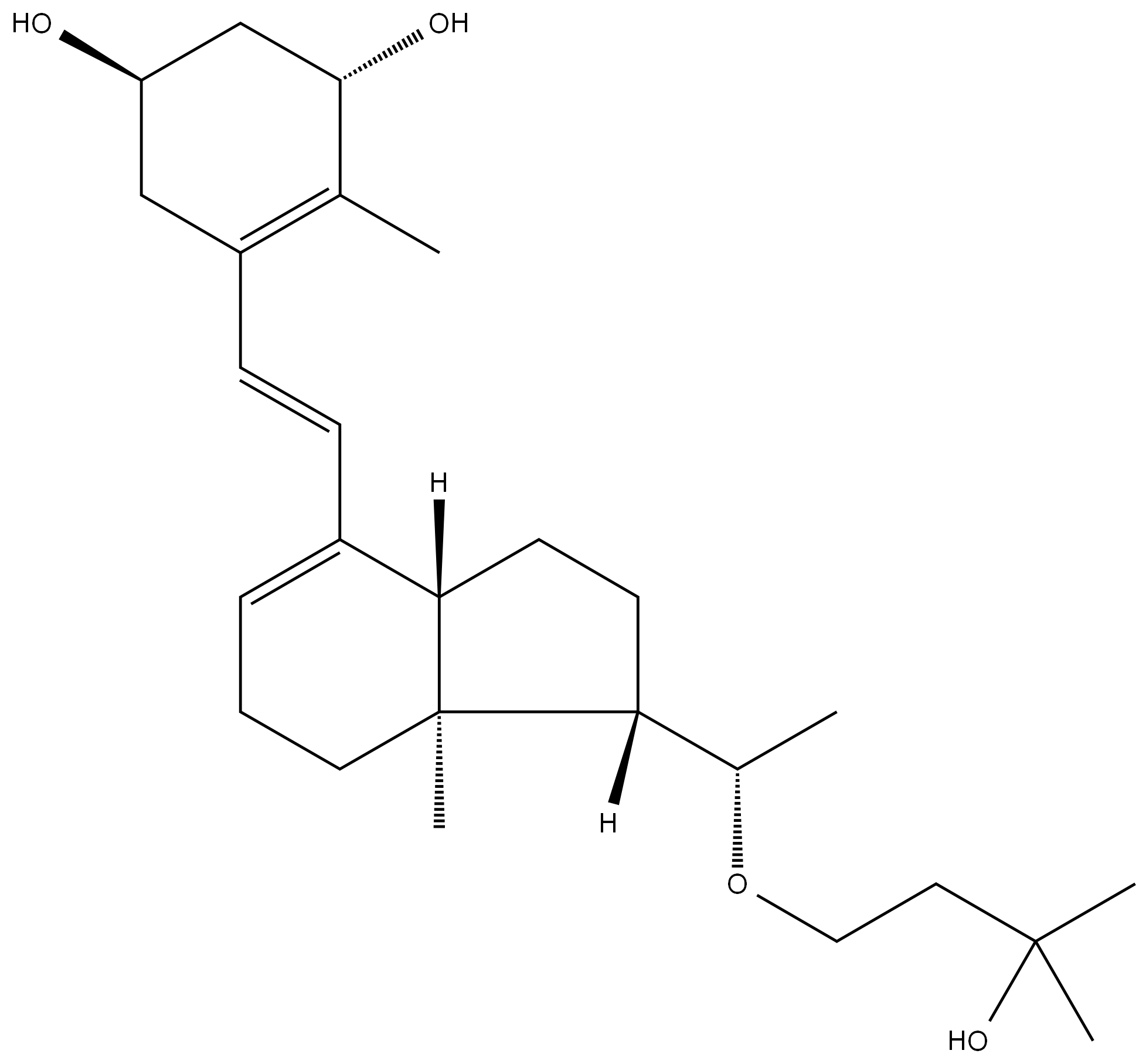 4-Cyclohexene-1,3-diol, 5-[2-[2,3,3a,6,7,7a-hexahydro-1-[1-(3-hydroxy-3-methylbutoxy)ethyl]-7a-methyl-1H-inden-4-yl]ethenyl]-4-methyl-, [1S-[1α(R*),3aβ,4[E(1S*,3R*)],7aα]]- (9CI) Structure