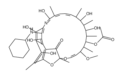 2,7-(Epoxypentadeca(1,11,13)trienimino)naphtho(2,1-b)furan-1,11(2H)-dione,8-(cyclohexylamino)-2,4,12,16,18,20,22-heptamethyl-5,6,9,17,19,21-hexahydroxy-23-methoxy-,21-acetate结构式