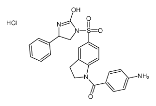 1-[[1-(4-aminobenzoyl)-2,3-dihydroindol-5-yl]sulfonyl]-4-phenylimidazolidin-2-one,hydrochloride Structure