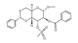 methyl-[O2-benzoyl-O4,O6-((R)-benzylidene)-O3-methanesulfonyl-α-D-altropyranoside] Structure