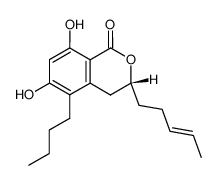 (R)-5-Butyl-3,4-dihydro-6,8-dihydroxy-3-[(E)-3-pentenyl]-1H-2-benzopyran-1-one structure