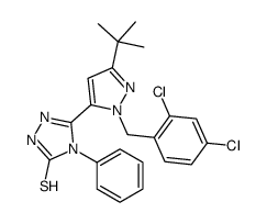 5-[3-(叔丁基)-1-(2,4-二氯苄基)-1H-吡唑-5-基]-4-苯基-4H-1,2,4-噻唑-3-硫醇结构式