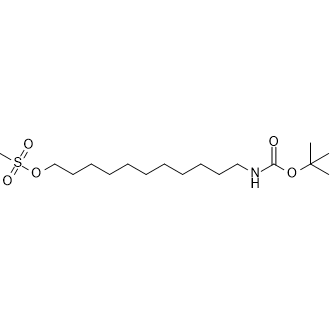 11-((叔丁氧基羰基)氨基)十一烷基甲磺酸盐结构式