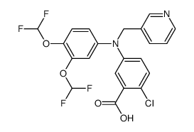 3,4-bis(difluoromethoxy)-N-(3-carboxy-4-chlorophenyl)-N-(3-pyridylmethyl)aniline Structure