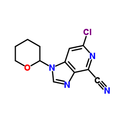 6-Chloro-1-(tetrahydro-2H-pyran-2-yl)-1H-imidazo[4,5-c]pyridine-4-carbonitrile结构式