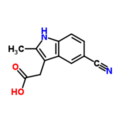 5-氰基-2-甲基吲哚-3-乙酸结构式