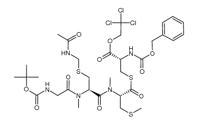 N-Cbz-D-Cys[N-BOC-Gly-N-Me-L-Cys(Acm)-N-Me-L-Cys(Me)]OTce Structure