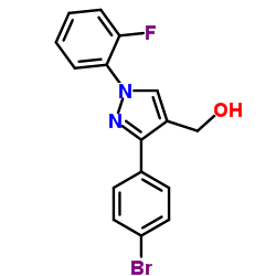 (3-(4-BROMOPHENYL)-1-(2-FLUOROPHENYL)-1H-PYRAZOL-4-YL)METHANOL structure