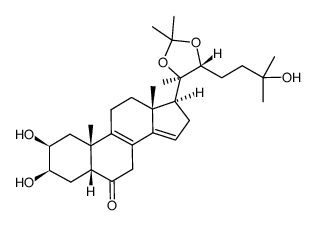 (20R,22R)-20,22-O-isopropylidene-2β,3β,25-trihydroxy-5β-cholesta-8,14-dien-6-one结构式