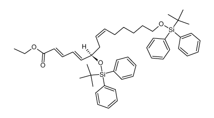 ethyl (R,2E,4E,8Z)-6,14-bis((tert-butyldiphenylsilyl)oxy)tetradeca-2,4,8-trienoate结构式