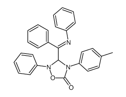 2-Phenyl-3-{phenyl-[(E)-phenylimino]-methyl}-4-p-tolyl-[1,2,4]oxadiazolidin-5-one Structure