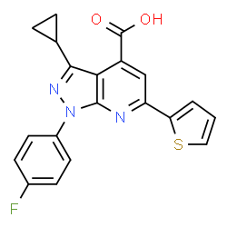 3-Cyclopropyl-1-(4-fluorophenyl)-6-(2-thienyl)pyrazolo[3,4-b]pyridine-4-carboxylic acid图片