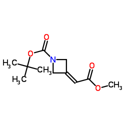 1-BOC-3-甲氧甲酰基亚甲基氮杂环丁烷结构式