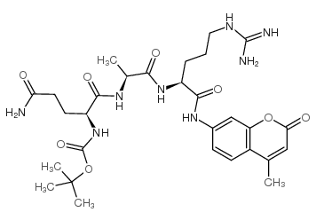 Boc-Gln-Ala-Arg-7-amido-4-methylcoumarin hydrochloride Structure