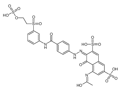 5-(乙酰氨基)-4-羟基-3-[[4-[[[3-[[2-(硫氧)乙基]磺酰基]苯基]氨基]羰基]苯基]偶氮]-2,7-萘二磺酸结构式