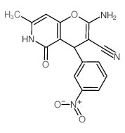 4H-Pyrano[3,2-c]pyridine-3-carbonitrile, 2-amino-5,6-dihydro-7-methyl-4-(3-nitrophenyl)-5-oxo- (en) Structure