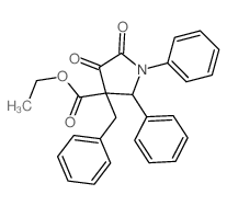 3-Pyrrolidinecarboxylicacid, 4,5-dioxo-1,2-diphenyl-3-(phenylmethyl)-, ethyl ester结构式